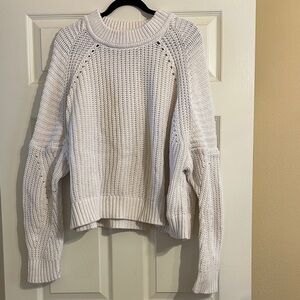 Express Chunky Knit Crewneck Sweater White
